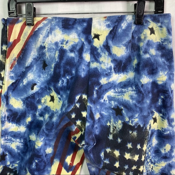 Vintage Blue Tie Dye USA Flag Flare Pants Side Zip - Picture 6 of 7